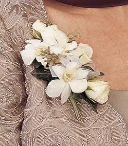 White Rose and Orchid Corsage