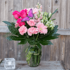 Pink Butterfly Vase