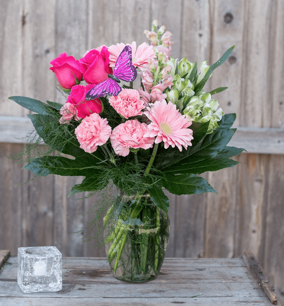 Pink Butterfly Vase Ladybug Florist