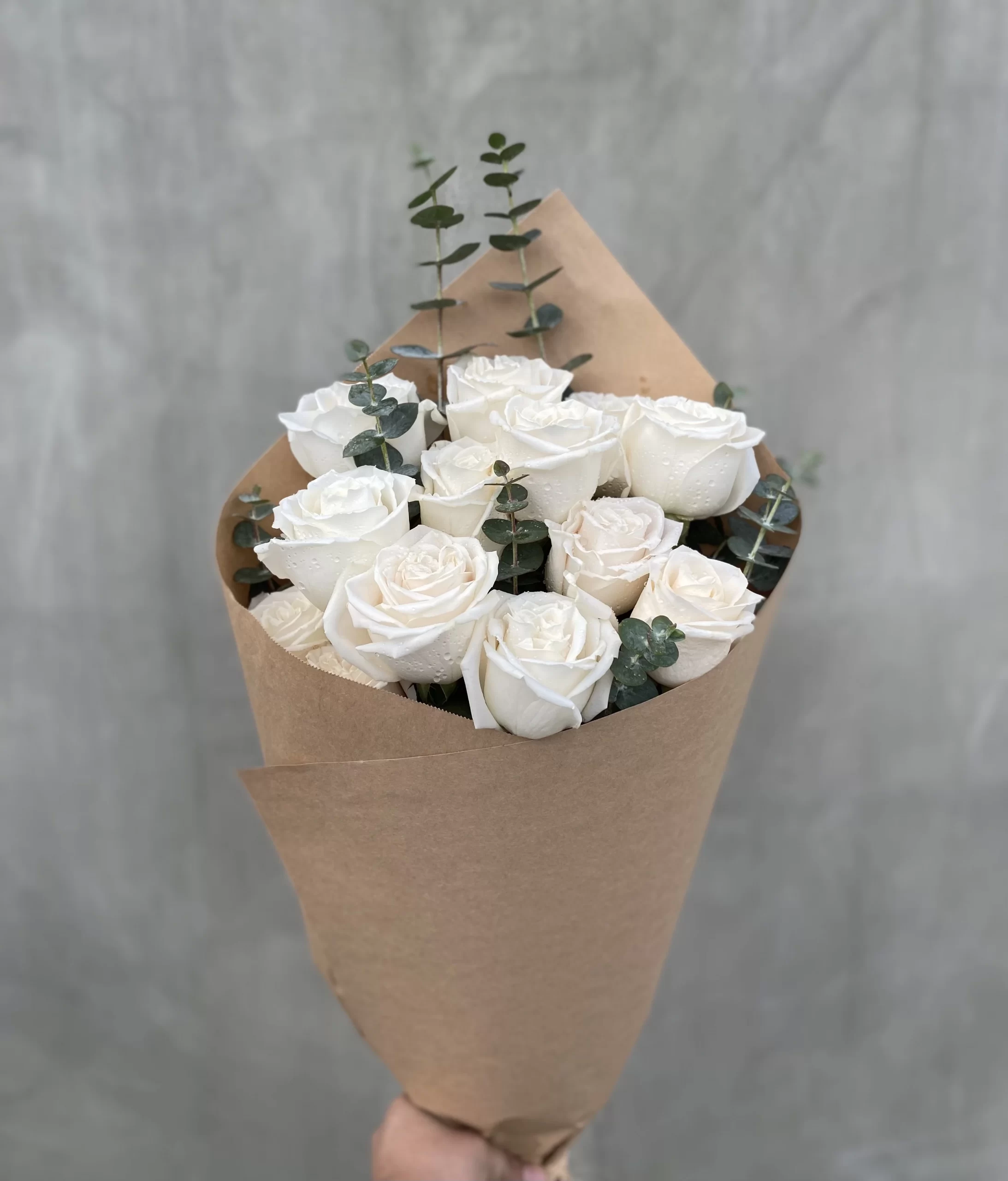 dozen roses white wrapped