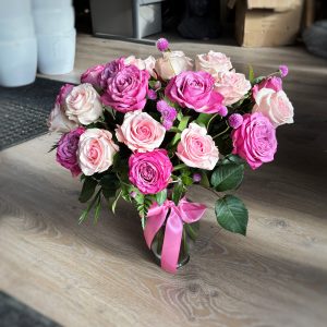 The Cotton Candy Classic Vase - Two Dozen Roses
